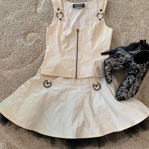Lip Service White Faux-Leather Vest and Skirt Set